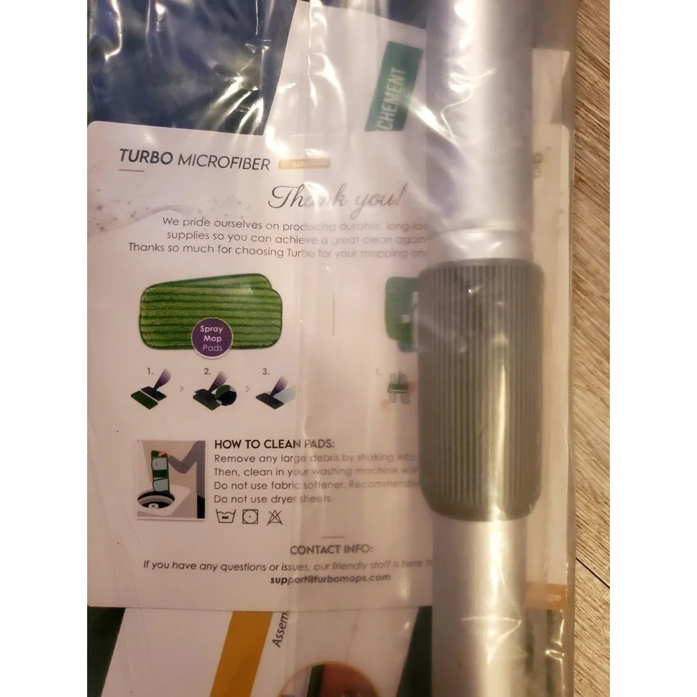Turbo‎ Mop Microfiber Mop Kit-Tile & Wood Floor 4 Reusable Pads